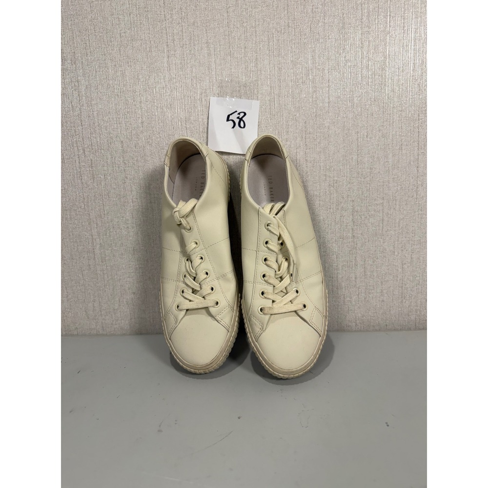 Ted Baker London Cream Low Top Lace Up Sneaker EU 40.5 Off White men size us 7.5